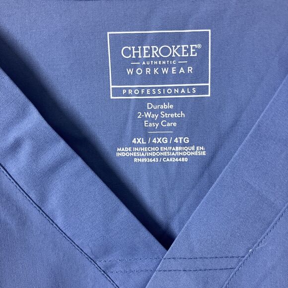 Cherokee Unisex Scrub Suit Blue Pants and Top Size 4XL WW644 NWT - Picture 3 of 16